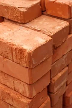 Stack of red bricks Stock Photos