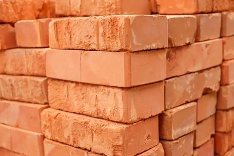Stack of red bricks Stock Photos