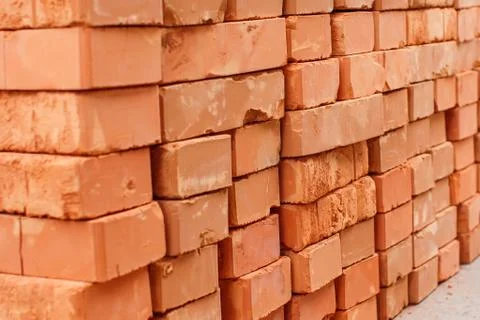 Stack of red bricks Stock Photos
