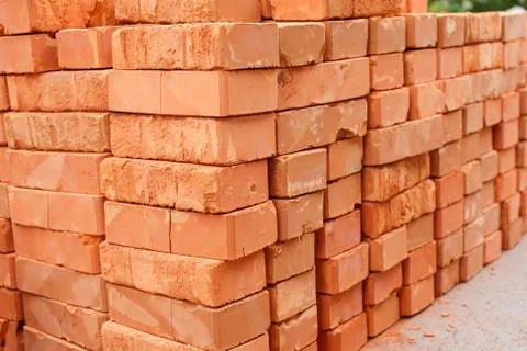 Stack of red bricks Stockfoto's