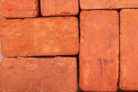 Stack of red bricks Stock Photos