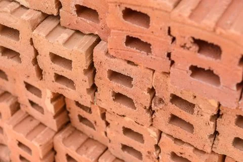 Stack of red bricks Stock Photos