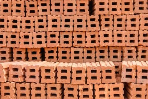 Stack of red bricks Stock Photos