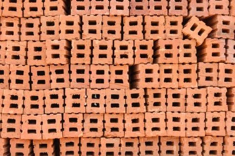 Stack of red bricks Stock Photos