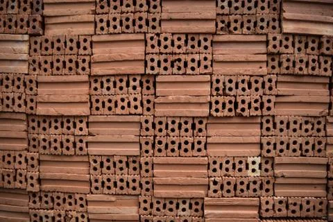 Stack of red bricks Stock Photos
