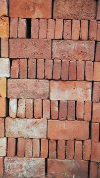 Stack of red bricks textured background Stock Photos