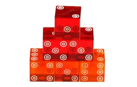 Stack of red casino dice isolated on a white background Stock Photos