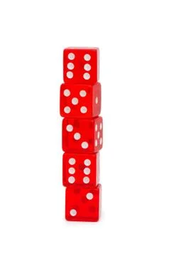 Stack of red dice isolated on white Stock Photos
