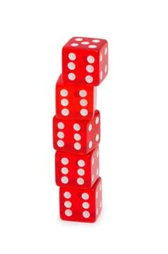 Stack of red dice isolated on white Stock Photos