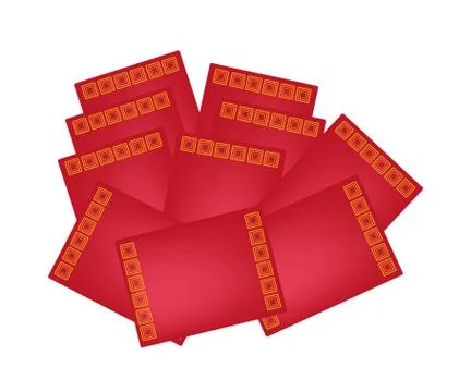 Stack of Red envelopes for Chinese New Year Stock Illustration