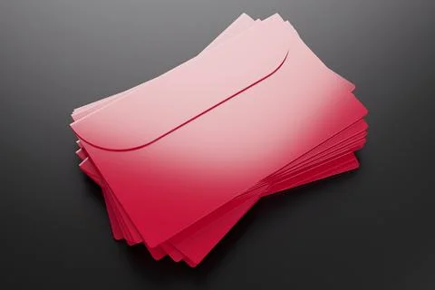 A stack of red envelopes with letters on a black background. 3D rendering ill イラスト素材