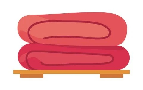 Stack of red folded towels, textile, fabric, napkins or blankets isolated at Stock Illustration