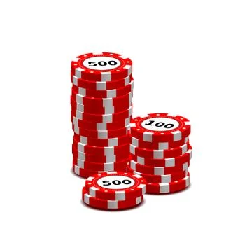 Stack of red gambling chips on white Stock Illustration