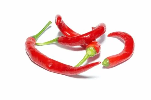 Stack of red hot chili peppers 스톡 사진
