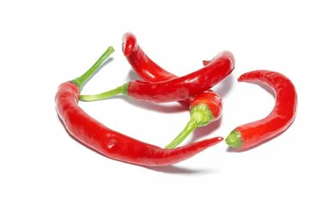 Stack of red hot chili peppers Stack of red hot chili peppers isolated on ... 스톡 사진