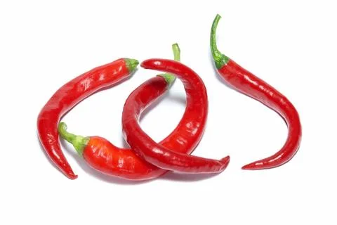 Stack of red hot chili peppers Stack of red hot chili peppers isolated on ... Foto stock