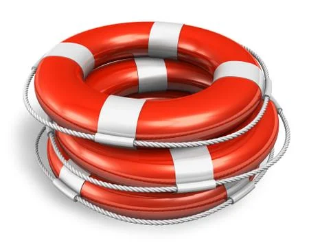 Stack of red lifesaver belts Stock Illustration