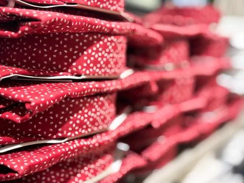 Stack of Red Polka Dot Shirts Foto stock