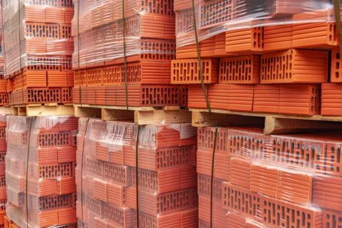 A stack of red sealed bricks. 写真素材