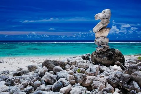 Stack of reef stones on a sky and lagoon Stock Photos