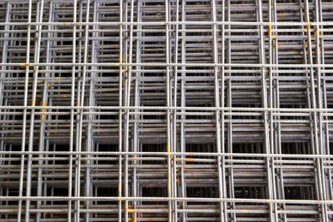 Stack of reinforcement mesh folded on each other top view Stock Photos