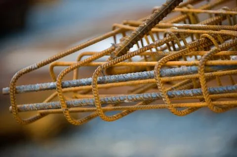 Stack of reinforcing bar mesh in a construction site Stock Photos