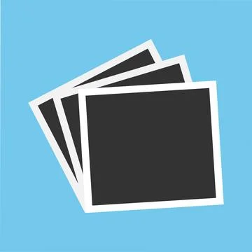 Stack of retro photo cards. Blank instant photo frames. Photographic prints Illustrazione stock