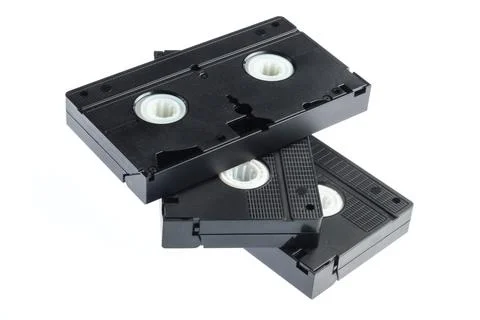 Stack of retro video tapes isolated on a white background Stock Photos