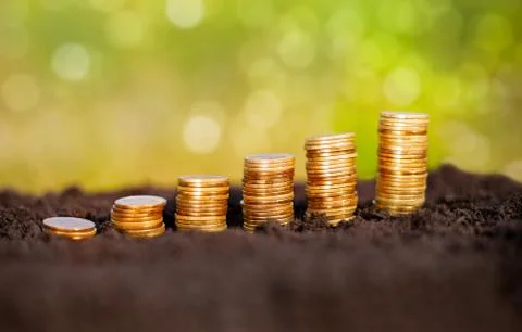 Stack of rising coins Stock Photos