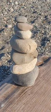 A stack of rock in a Zen sculpture Stock Photos