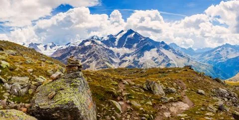 Stack of rocks in mountains, Santa Caterina Valfurva, Bormio, Italy Foto stock