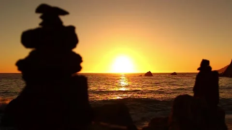 Stack of rocks in the sunset Stock Footage 49781702
