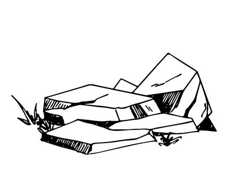 Stack of rocks, vector illustration, black and white, hand drawn, sketch styl 스톡 일러스트