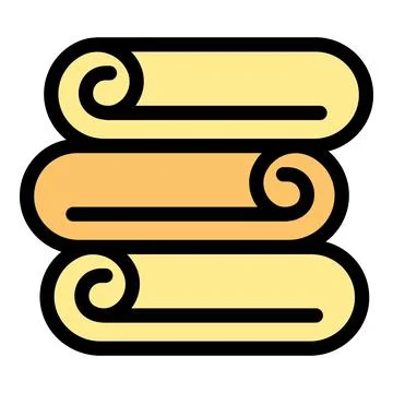 Stack of rolled up fabric or documents forming a neat pile Stock Illustration