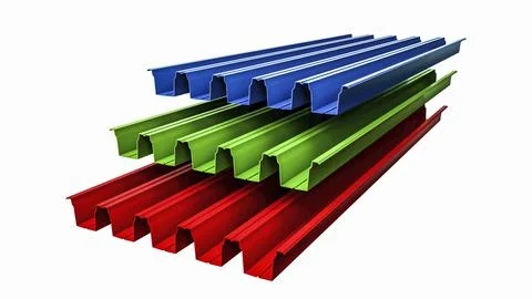 Stack of roof coating Corrugated metal sheet profiled sheet 3d illustration イラスト素材
