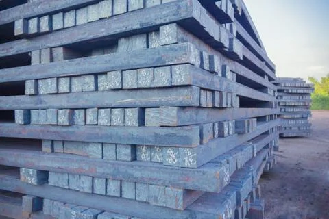 Stack of rot steel, The raw material of steel product, Industry steel background Stock Photos