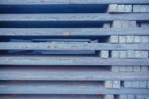 Stack of rot steel, The raw material of steel product, Industry steel background Stock Photos