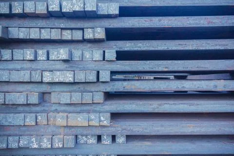 Stack of rot steel, The raw material of steel product, Industry steel background Foto stock