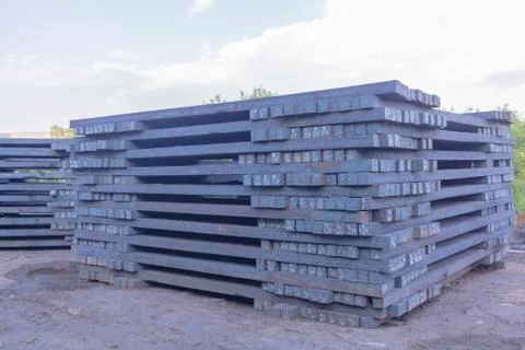 Stack of rot steel, The raw material of steel product, Industry steel background Stock Photos