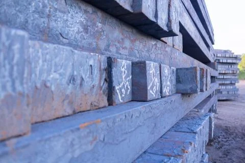 Stack of rot steel, The raw material of steel product, Industry steel background Foto stock