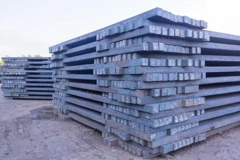 Stack of rot steel, The raw material of steel product, Industry steel background Stock Photos