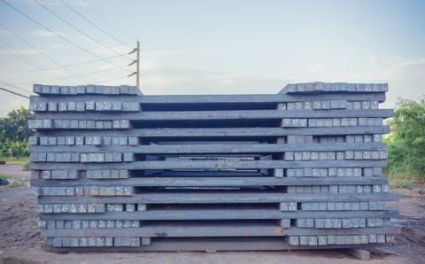 Stack of rot steel, The raw material of steel product, Industry steel background Stock Photos