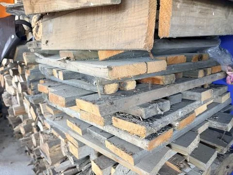 Stack of Rough Cut Wooden Planks in a Workshop Stock Photos