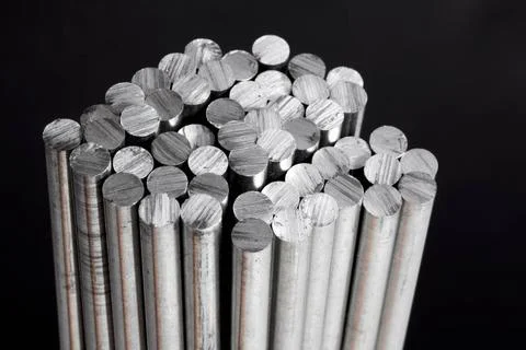  A stack of round bundled aluminium rods A stack of round bundled aluminiu... Stock-Fotos