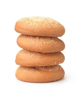 Stack of round cheese cookies Stack of round cheese cookies isolated on wh... Stockfoto's