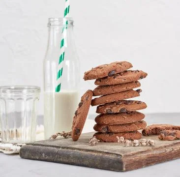 Stack of round chocolate cookies Stock Photos