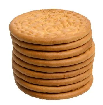 Stack of round cookies on isolated background Stack of round cookies on is... Stock Photos