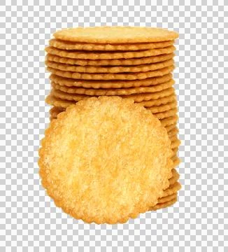 Stack round cracker isolated on transparent background png file Stock Photos