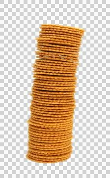 Stack round cracker isolated on transparent background png file Stock-Fotos