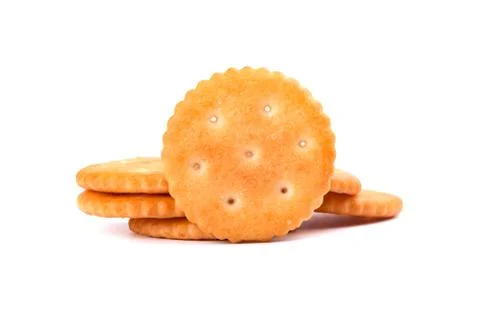 Stack round cracker isolated on white background. Dry cracker cookies isolated Stock Photos